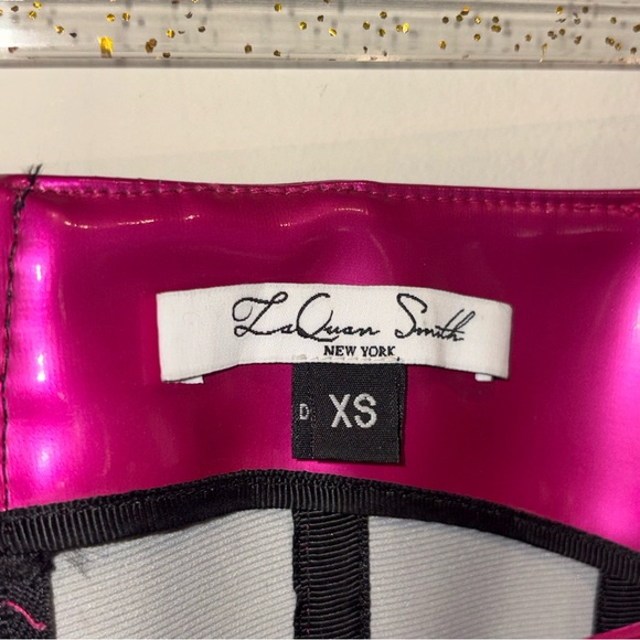 LAQUAN SMITH NWOT Vinyl PVC Corset Bustier Crop Top in Hot Pink Size XS - Picture 11 of 14